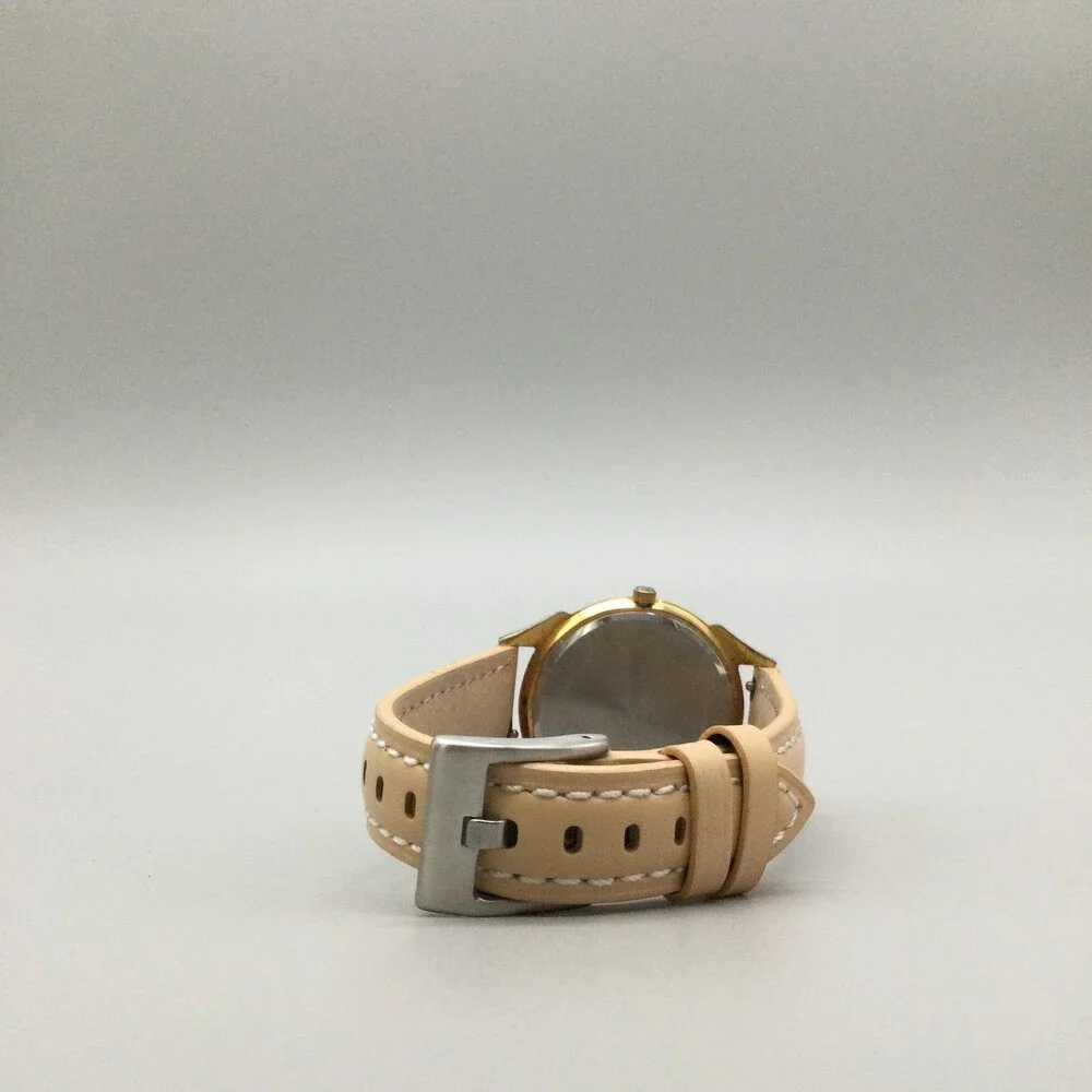 Vintage Gitano Womens Watch 33mm Gold Tone Leather Date Day Night New Battery